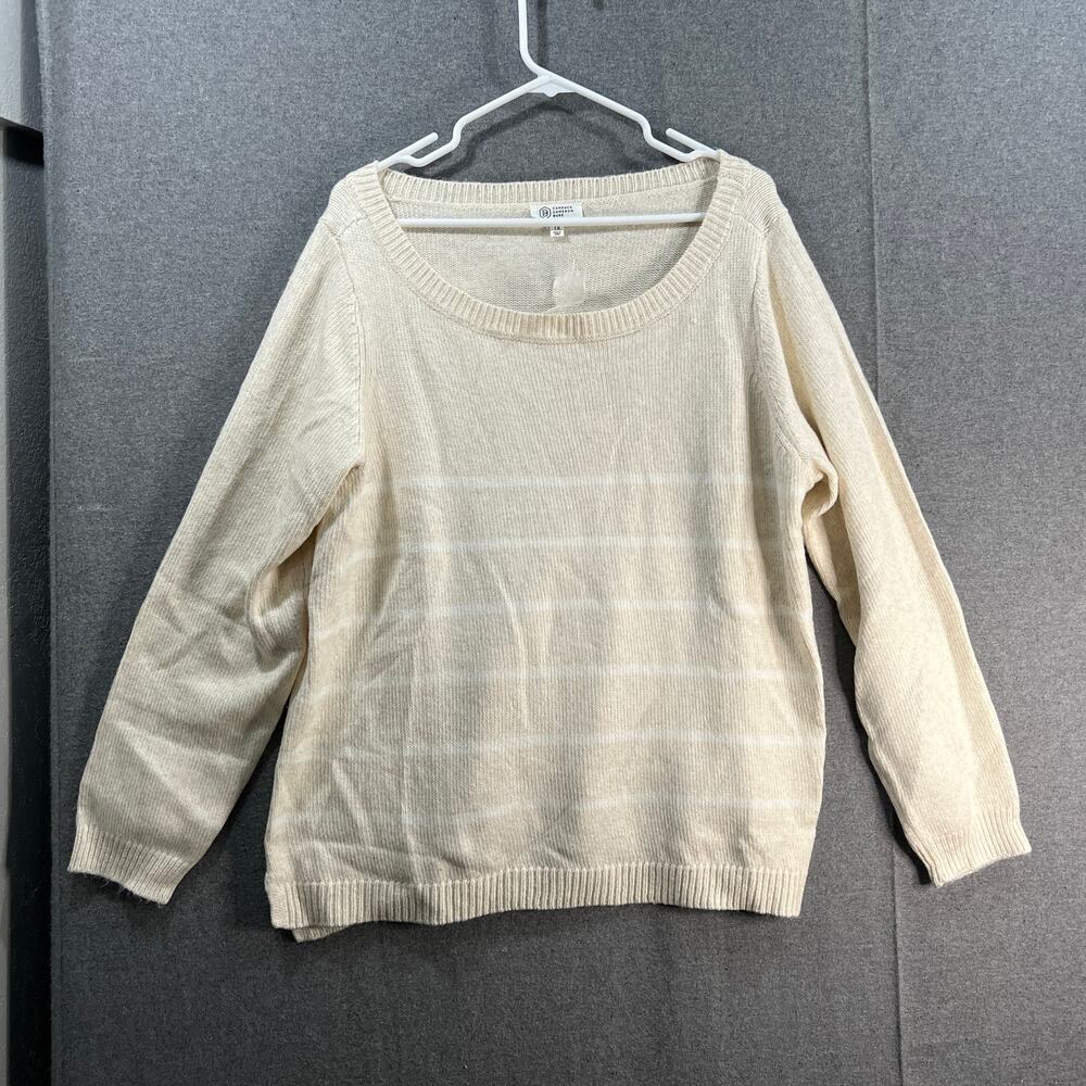 Candace Cameron Bure Boatneck Striped Sweater Oatmeal Heather, Size 1X